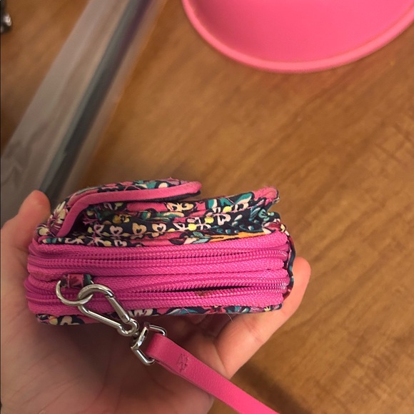 Vera Bradley Pink and Teal Floral Wristlet - Picture 7 of 8